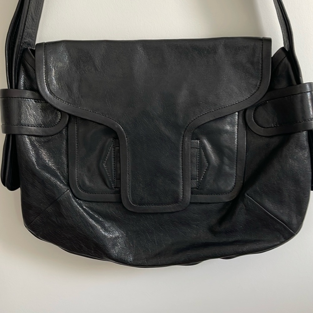 Pierre Hardy Black Leather Messenger Bag Excellent Condition